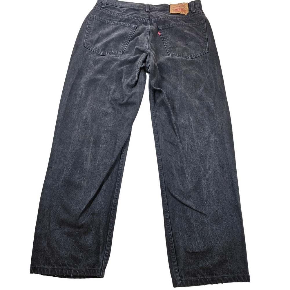 Vintage 99' Levis relaxed fit straight leg 38x30 black wash 553 BLANK TAB RARE -